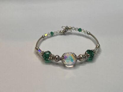 Crystal and Green Beaded Statement Bracelet
