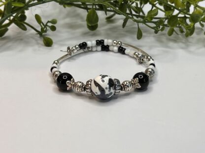 Black & White Beaded Statement Bracelet