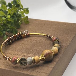 Brown & Gold Beaded Statement Bracelet