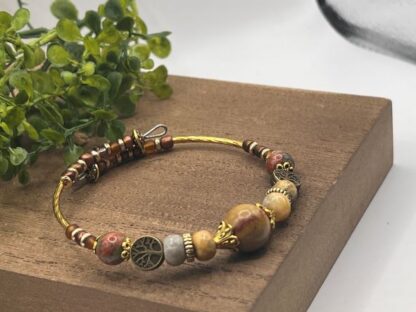 Brown & Gold Beaded Statement Bracelet