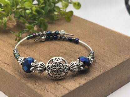 Blue & Silver Beaded Statement Bracelet