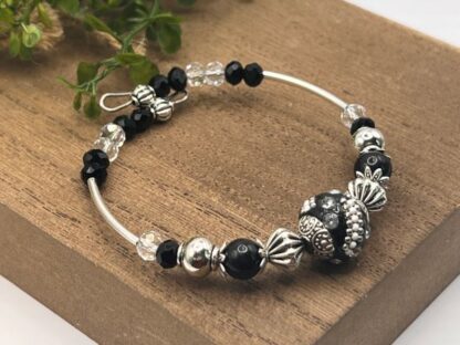 Black & Silver Beaded Statement Bracelet