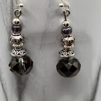 Beaded Boho Earrings Black and Silver