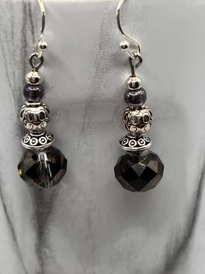 Beaded Boho Earrings Black and Silver