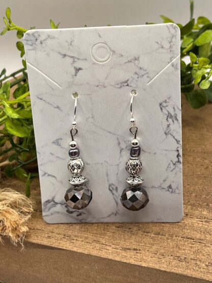 Beaded Boho Earrings Black and Silver