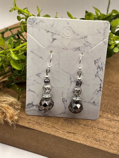 Beaded Boho Earrings Black and Silver