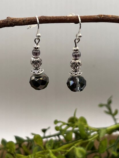 Beaded Boho Earrings Black and Silver