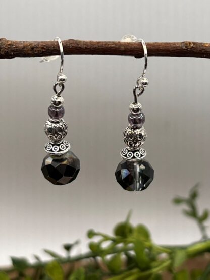 Beaded Boho Earrings Black and Silver