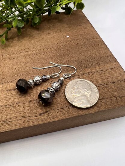 Beaded Boho Earrings Black and Silver