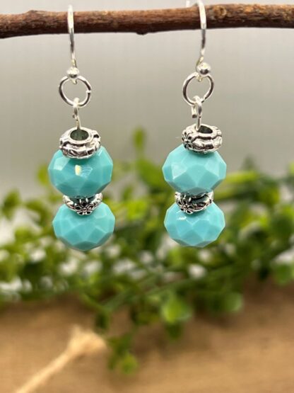 Beaded Boho Turquoise and Silver Earrings
