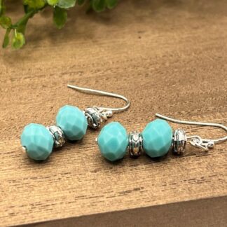 Beaded Boho Turquoise and Silver Earrings