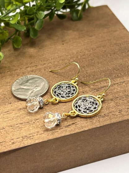 Two Tone Beaded Dangle Earrings