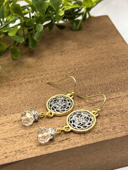Two Tone Beaded Dangle Earrings