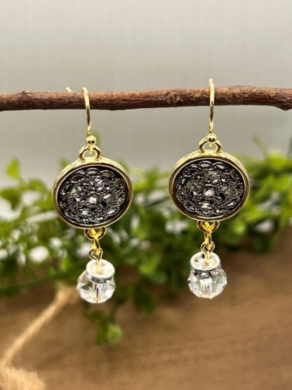 Two Tone Beaded Dangle Earrings
