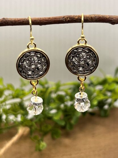 Two Tone Beaded Dangle Earrings