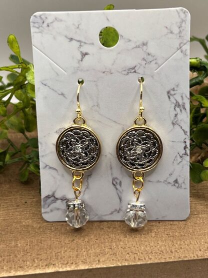 Two Tone Beaded Dangle Earrings