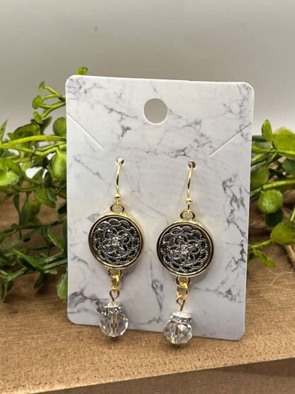 Two Tone Beaded Dangle Earrings