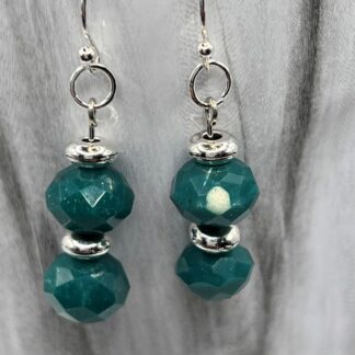 Beaded Boho Teal and Silver Earrings