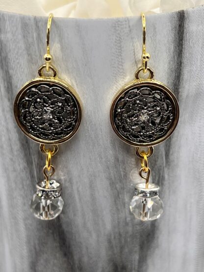 Two Tone Beaded Dangle Earrings
