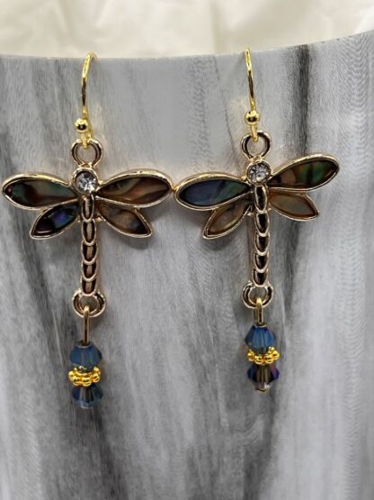 Gold Dragonfly beaded earrings