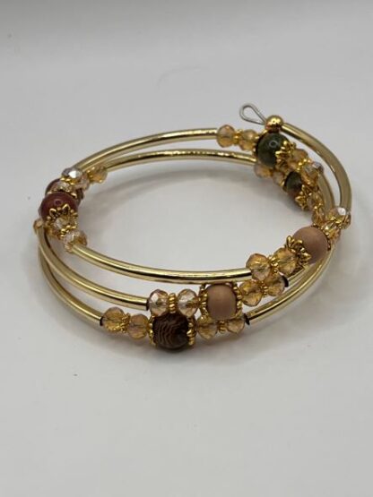 Gold & Brown Beaded Boho Bracelet