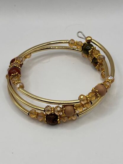 Gold & Brown Beaded Boho Bracelet