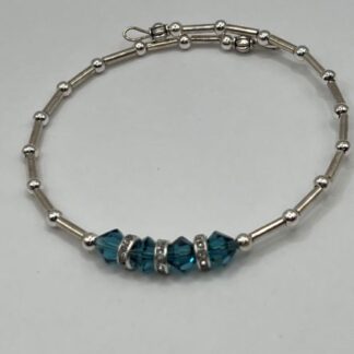 Teal & Silver Beaded Bangle Bracelet