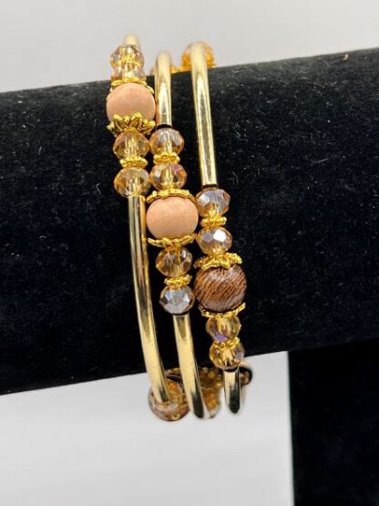 Gold & Brown Beaded Boho Bracelet