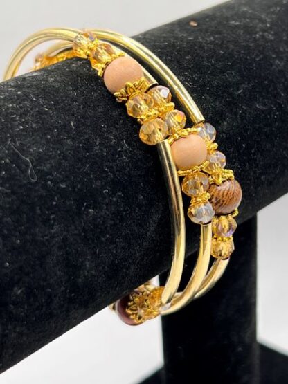 Gold & Brown Beaded Boho Bracelet