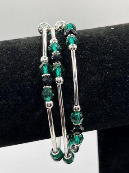 Black/Green Beaded Boho Bracelet