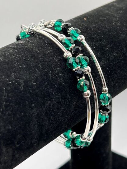 Black/Green Beaded Boho Bracelet