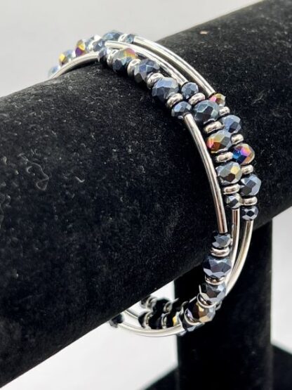 Black Iridescent Beaded Boho Bracelet