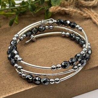 Beaded Black & Silver Boho Bracelet