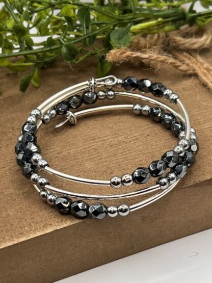 Beaded Black & Silver Boho Bracelet