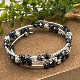Black & Silver Beaded Boho Bracelet