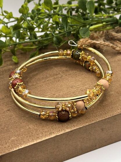Gold & Brown Beaded Boho Bracelet