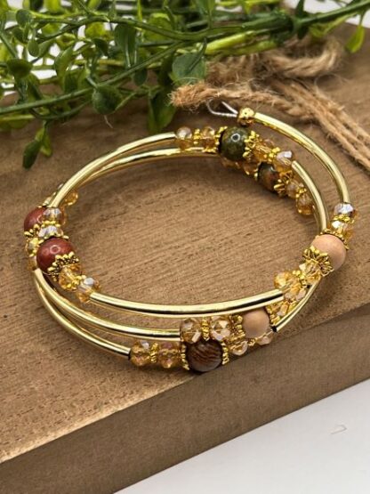 Gold & Brown Beaded Boho Bracelet