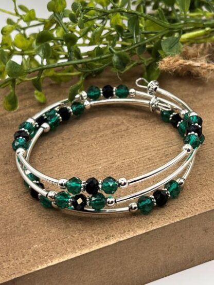 Black/Green Beaded Boho Bracelet