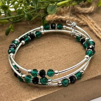Black/Green Beaded Boho Bracelet