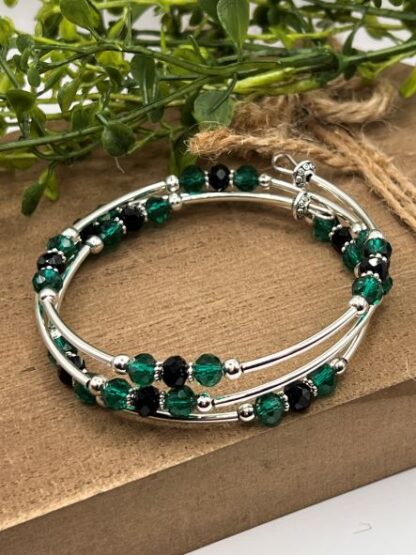 Black/Green Beaded Boho Bracelet