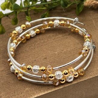 Champagne & Silver Beaded Boho Bracelet