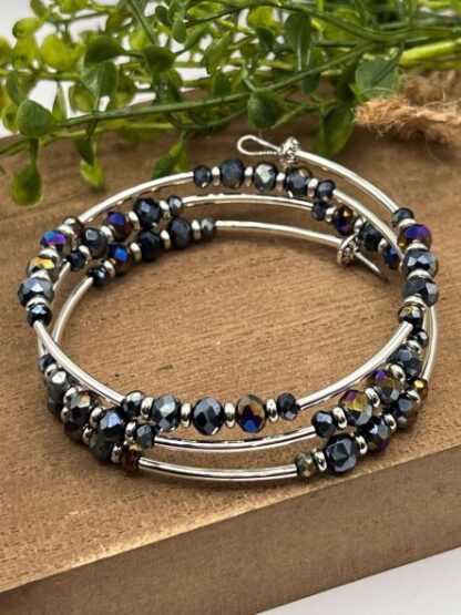 Black Iridescent Beaded Boho Jewelry
