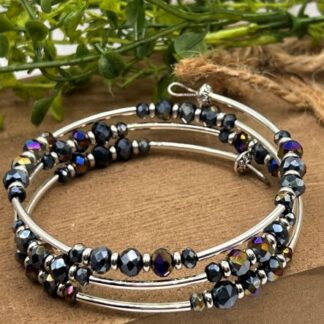 Black Iridescent Beaded Boho Jewelry