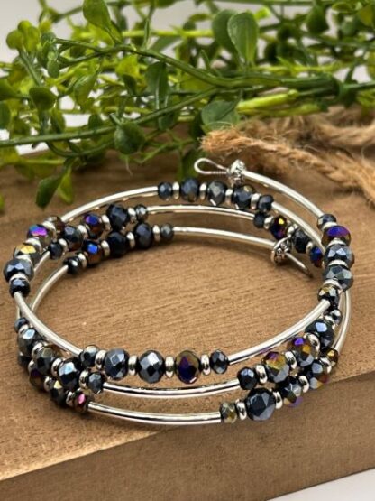 Black Iridescent Beaded Boho Jewelry