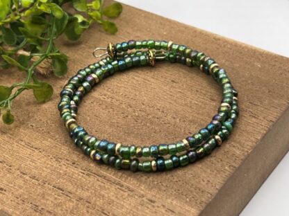 Green Seed Bead Boho bracelet