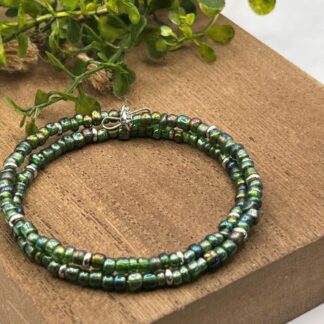 Great Lakes Green Seed Bead Boho bracelet