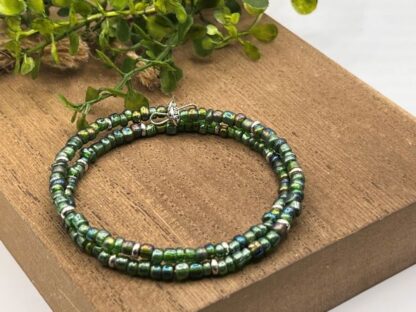 Great Lakes Green Seed Bead Boho bracelet