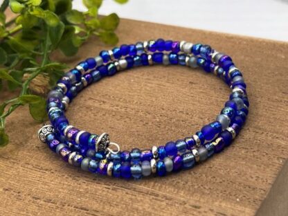 Midnight Sapphire Seed Bead Boho bracelet