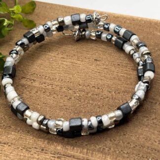 Smoky Grays Seed Bead Boho bracelet