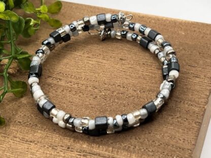 Smoky Grays Seed Bead Boho bracelet